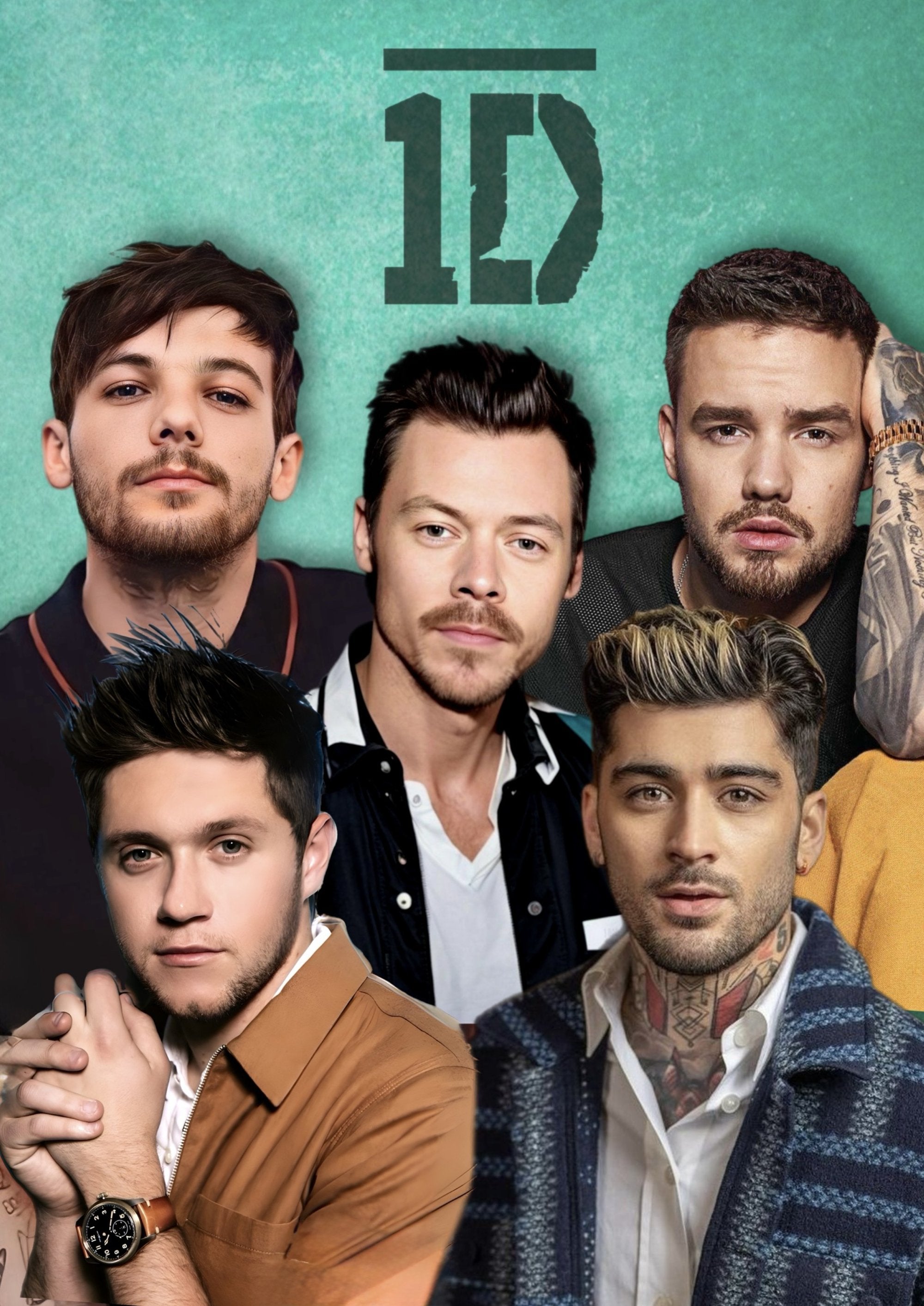 One Direction Reunion Green artwork printed on MDF wall poster