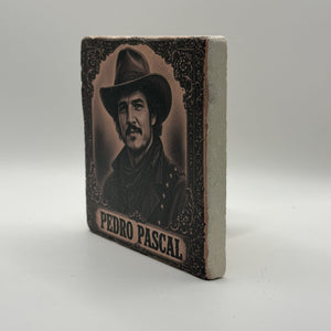 Cowboy Pedro Pascal Natural Travertine Stone Coaster 1