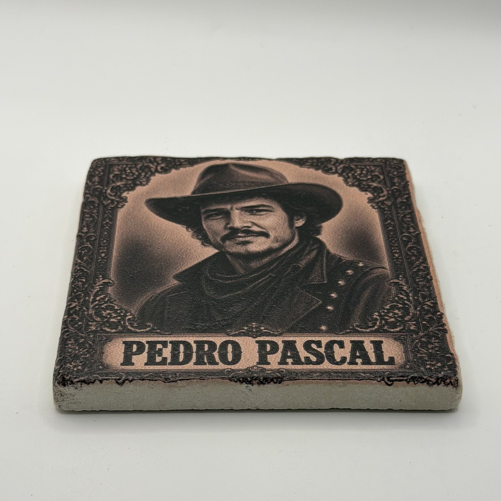 Cowboy Pedro Pascal Natural Travertine Stone Coaster 2