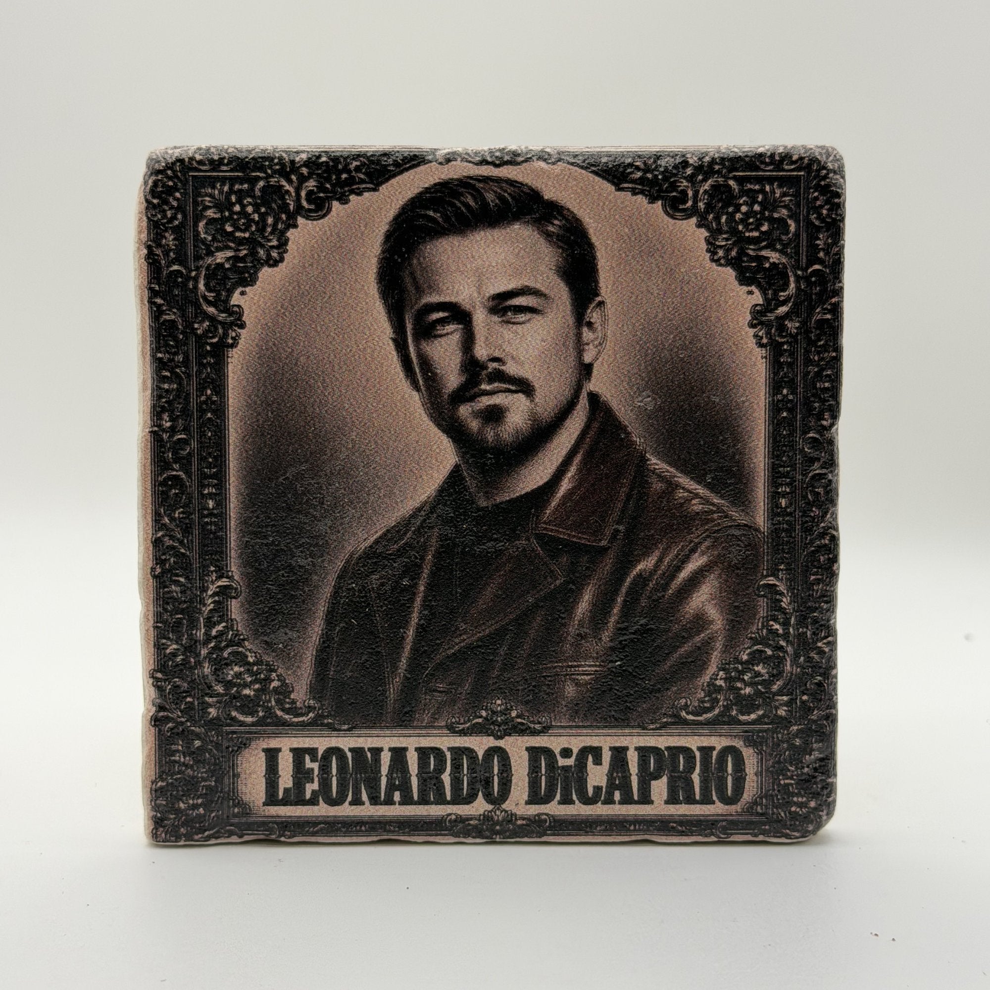 Cowboy Leonardo Dicaprio Natural Travertine Stone Coaster 3