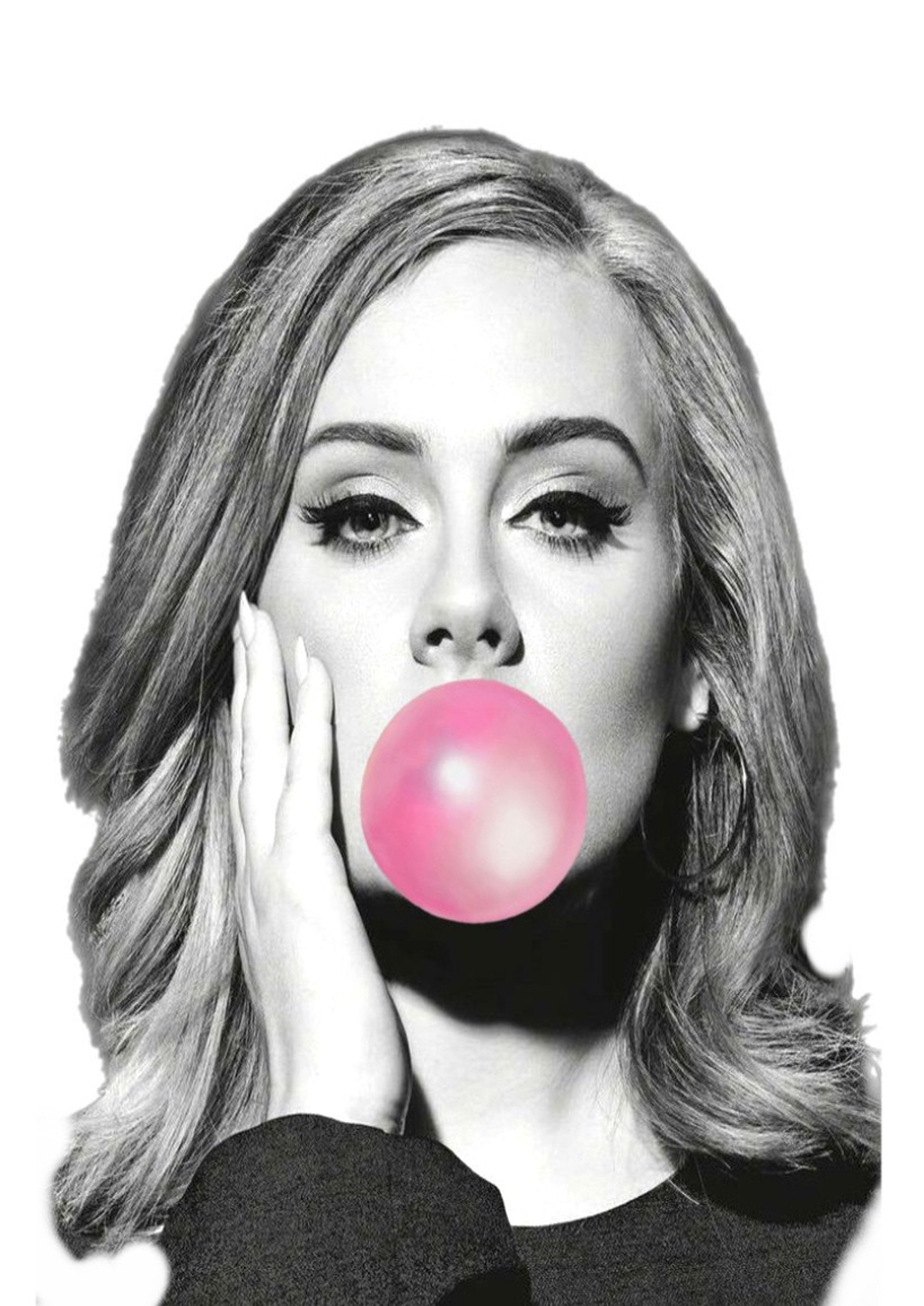 Adele Bubblegum artwork printed on MDF wall poster