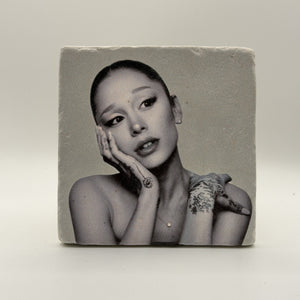 Amy Winehouse Portrait Natural Travertine Stone Coaster artwork