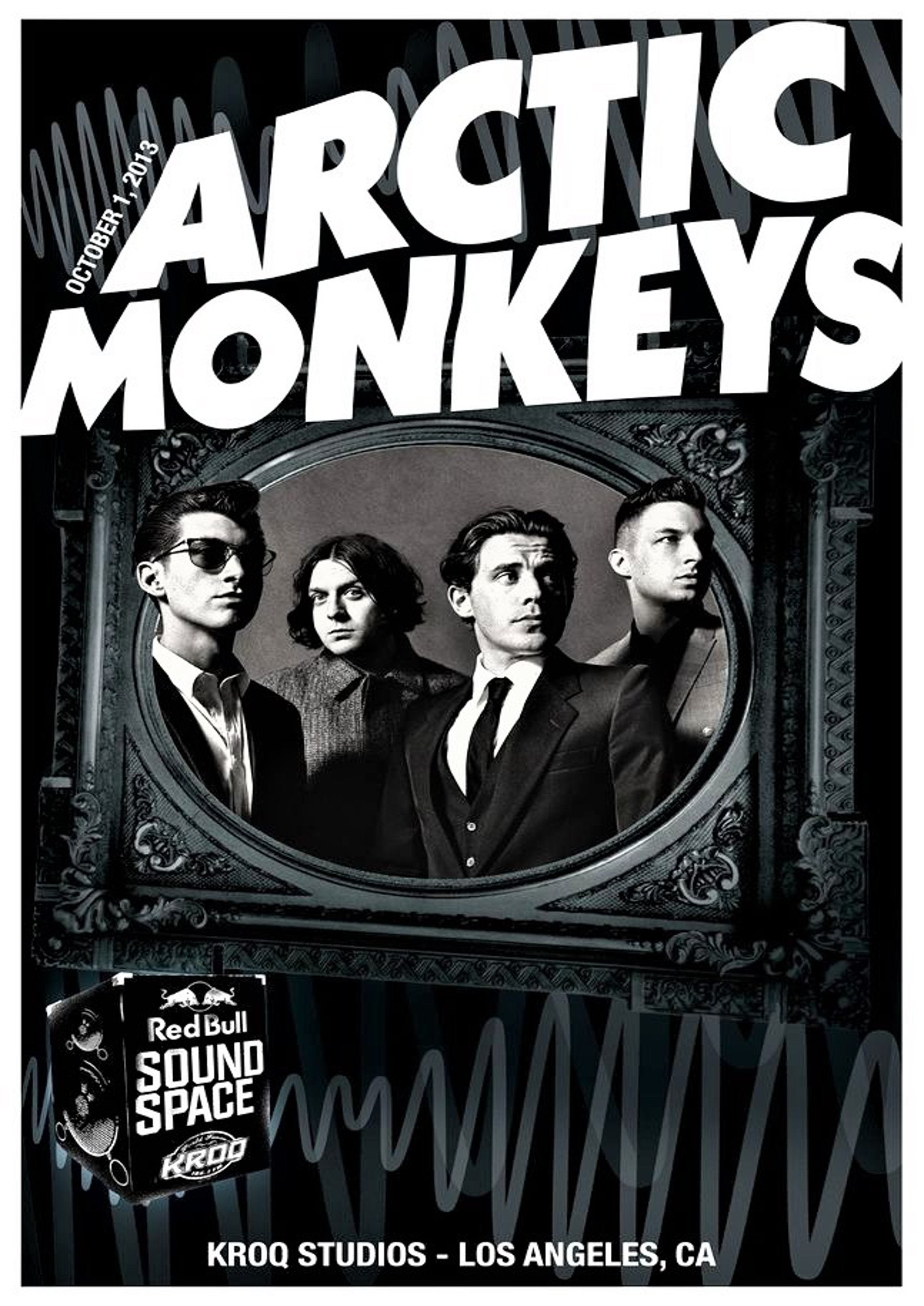 Arctic Monkeys Black Group artwork printed on MDF wall poster