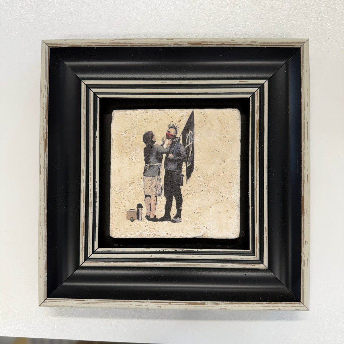 Variant Mapping v4 | banksy-anarchist-street-art-natural-stone-coaster | with Black Frame | sha256:f37632e3d031