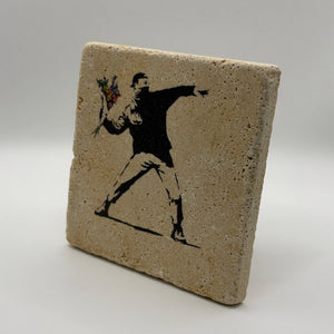 Banksy Flower Thrower Stone Coaster