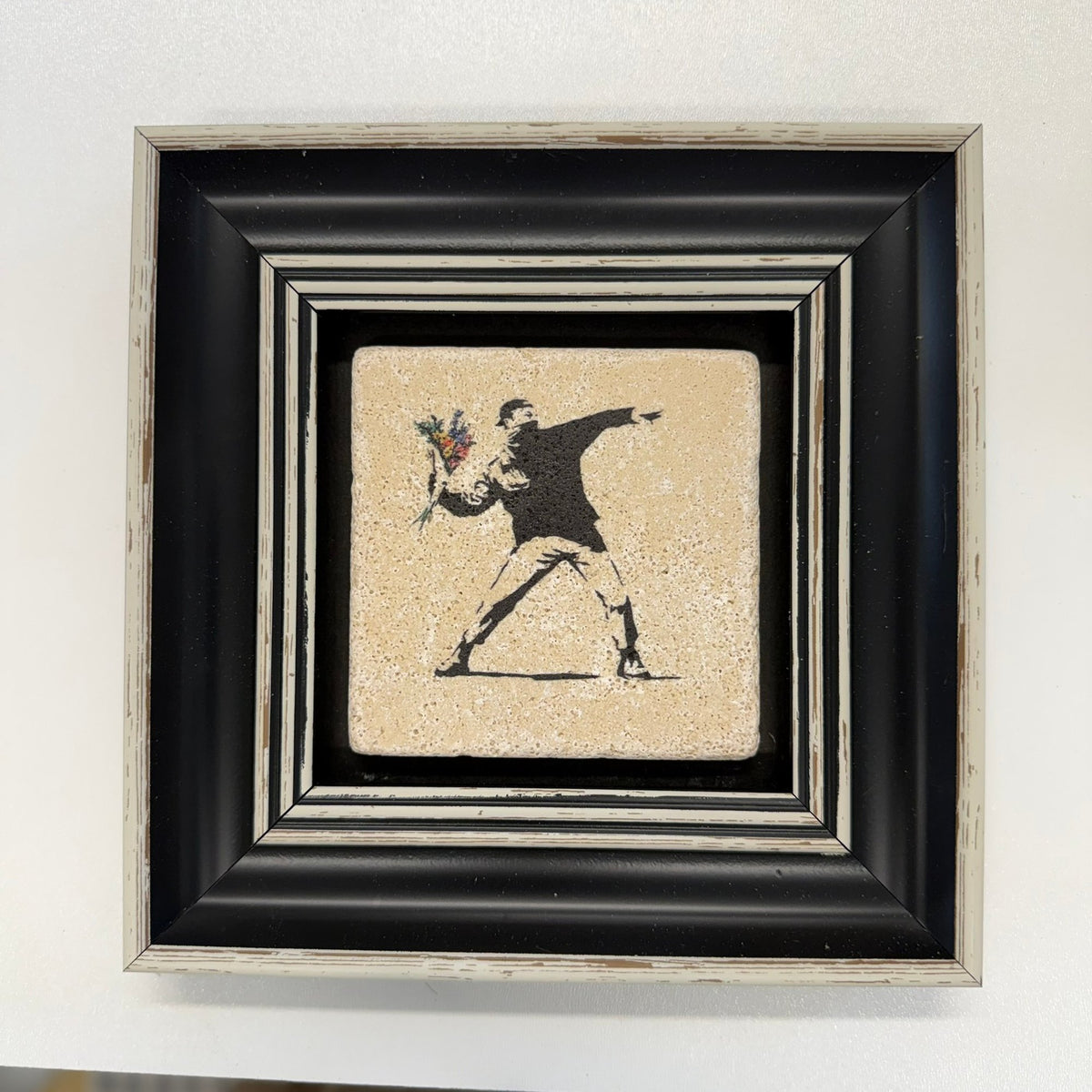Variant Mapping v4 | banksy-flower-thrower-natural-stone-coaster | with Black Frame | sha256:871366d3e5c4