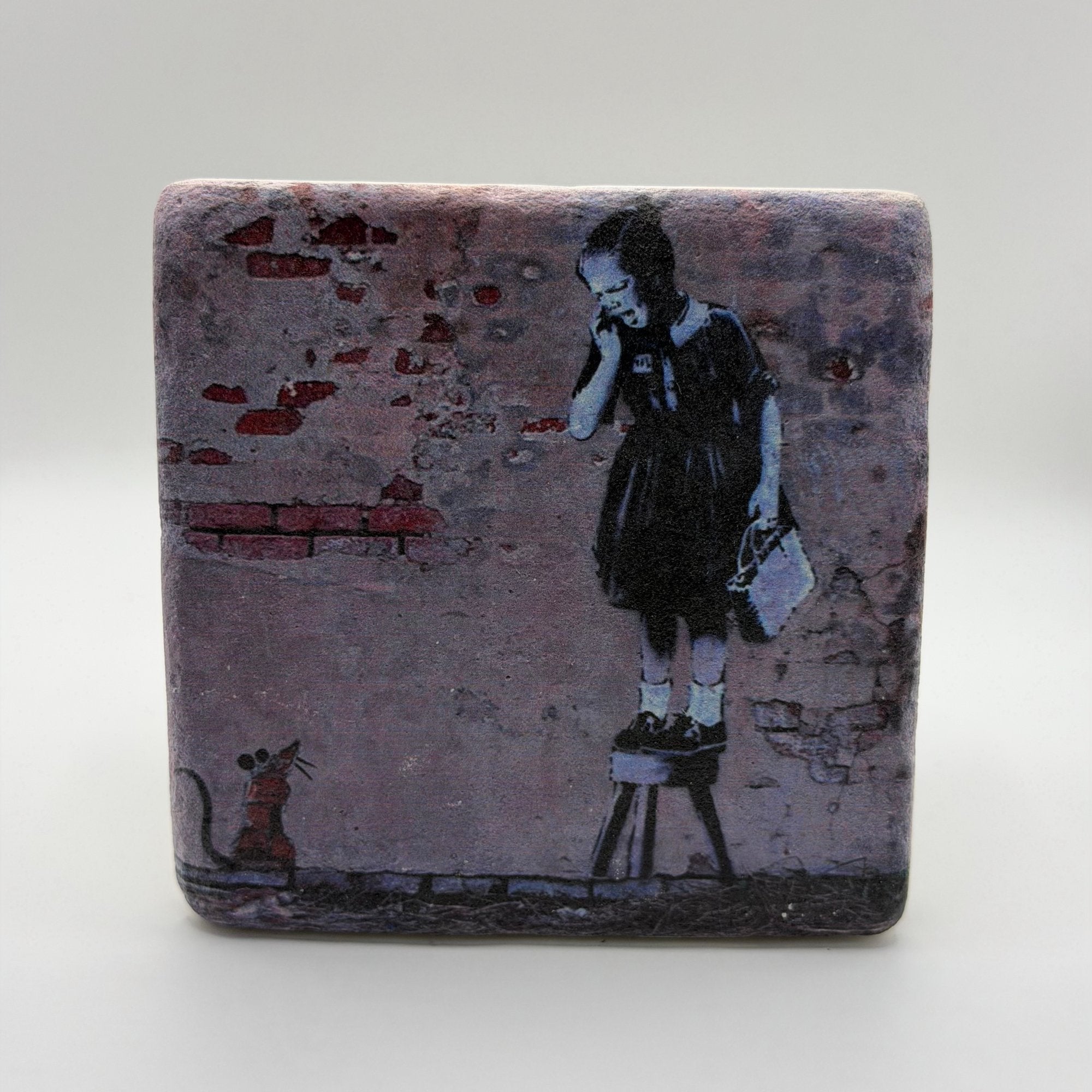Banksy Girl and Mouse Stone Coaster