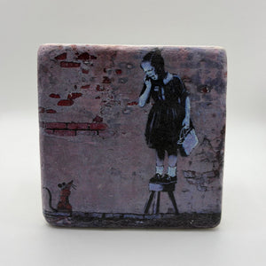 Banksy Girl and Mouse Stone Coaster