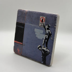 Banksy Graffiti Is A Crime Stone Coaster