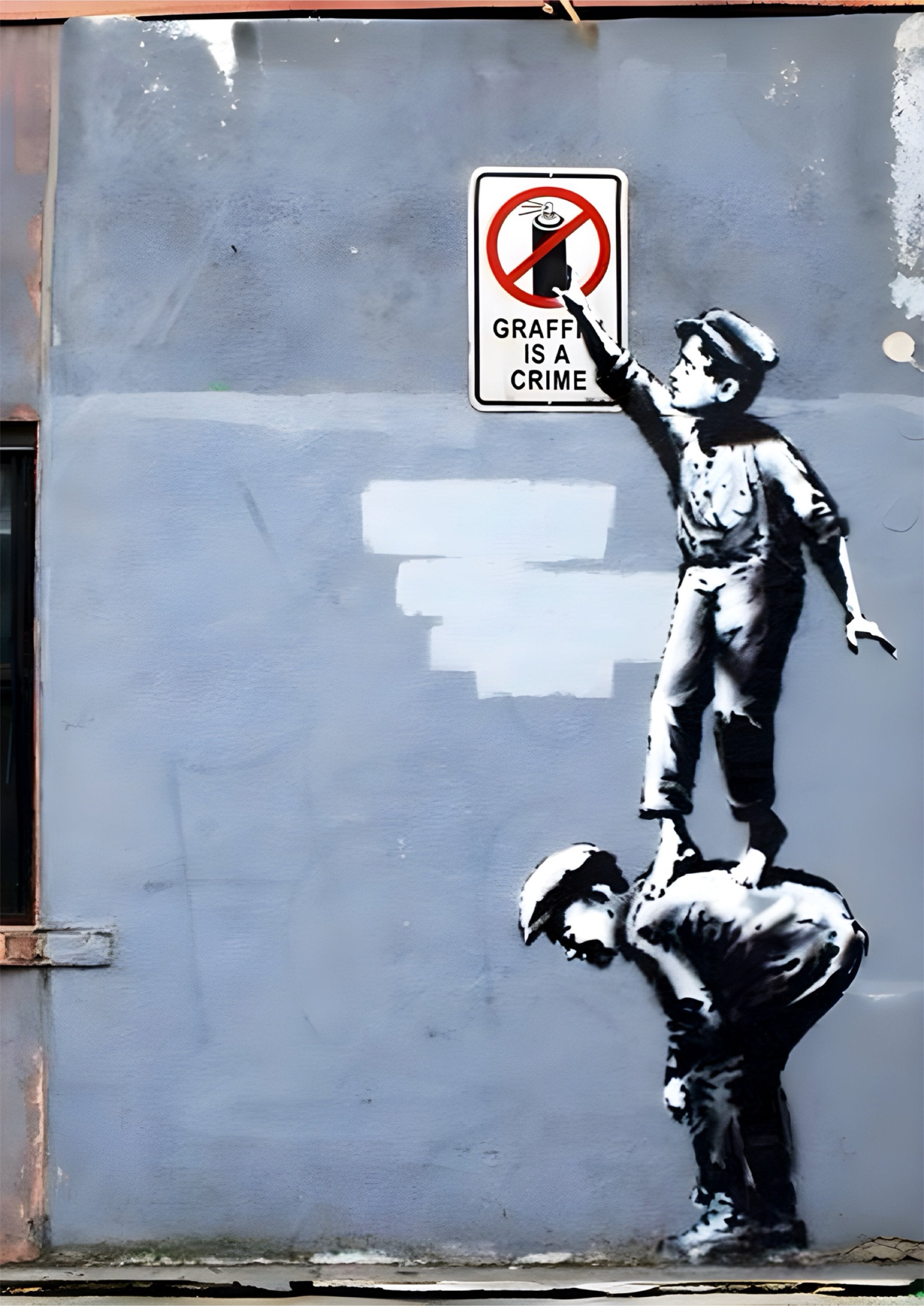 Banksy 'Graffiti Is A Crime' artwork printed on MDF wall poster
