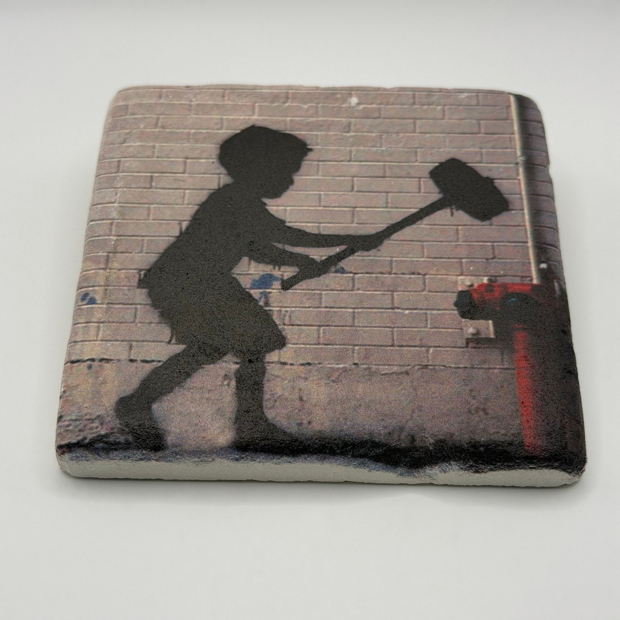 Banksy Hammer Boy Stone Coaster