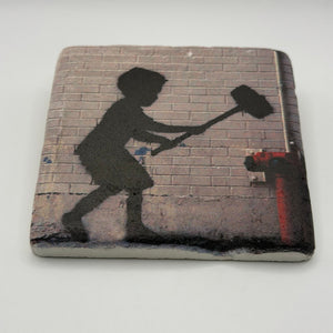 Banksy Hammer Boy Stone Coaster