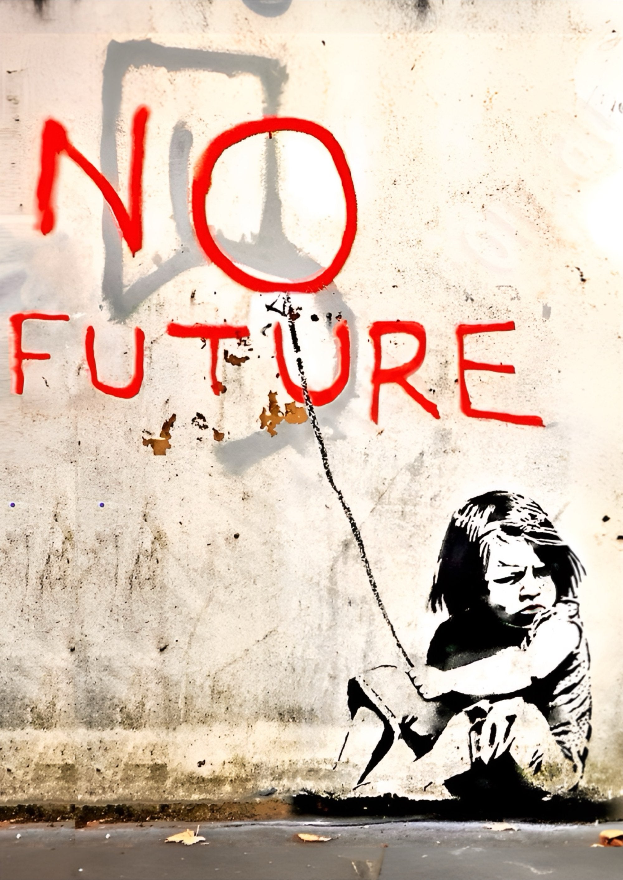 Banksy No Future Girl artwork printed on MDF wall poster