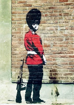 Banksy Pissing Royal Guard artwork printed on MDF wall poster