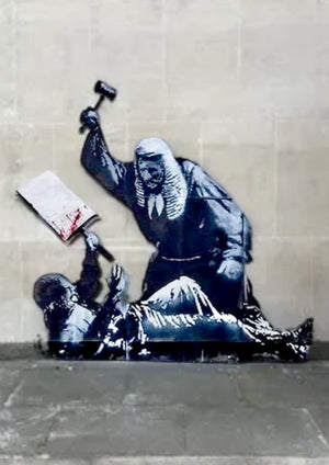 Riot Police Brutality artwork printed on MDF wall poster