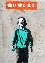 Banksy Social Media Addiction artwork printed on MDF wall poster