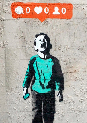 Banksy Social Media Addiction artwork printed on MDF wall poster