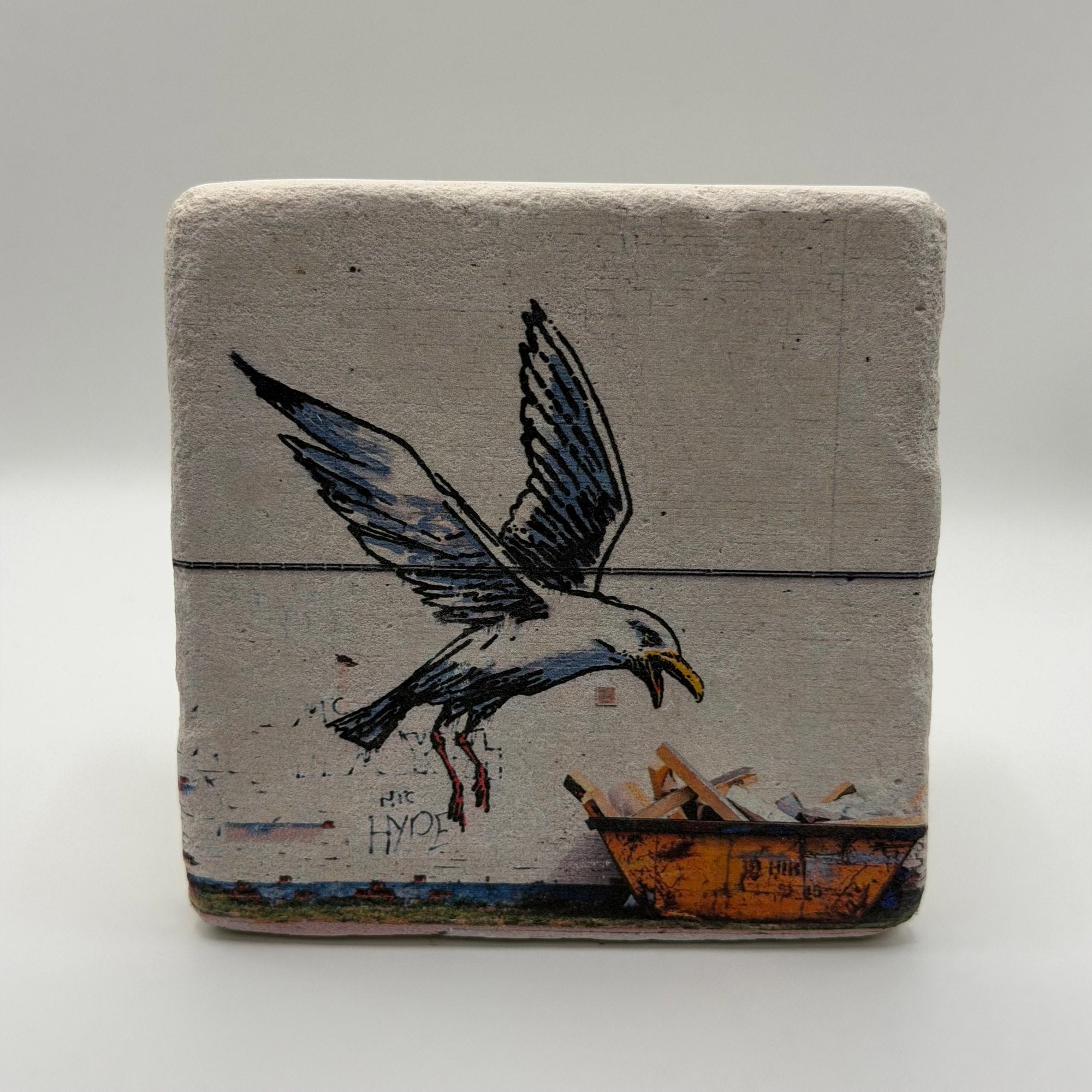 Banksy Swooping Seagull Stone Coaster
