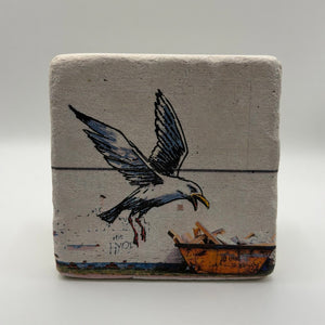 Banksy Swooping Seagull Stone Coaster