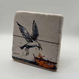 Banksy Swooping Seagull Stone Coaster