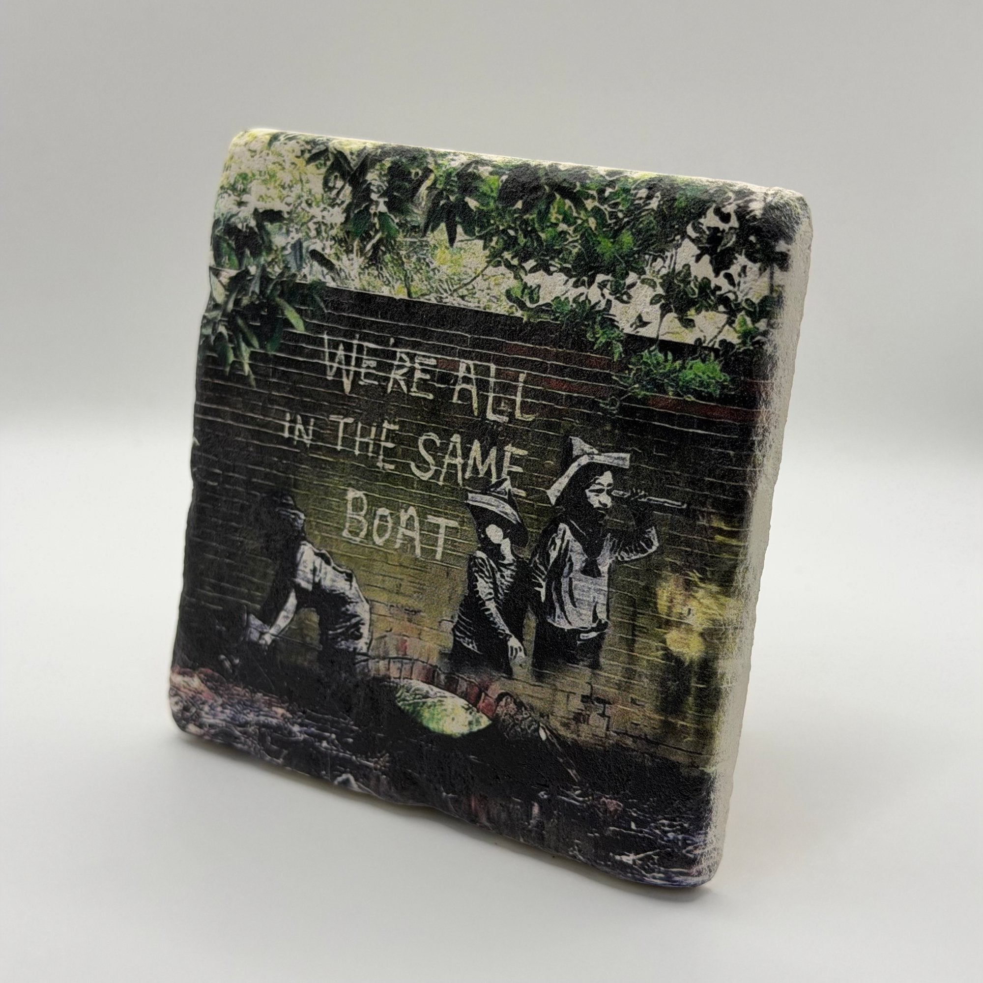 Banksy We're All In the Same Boat Stone Coaster