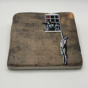 Banksy Well Hung Lover Stone Coaster
