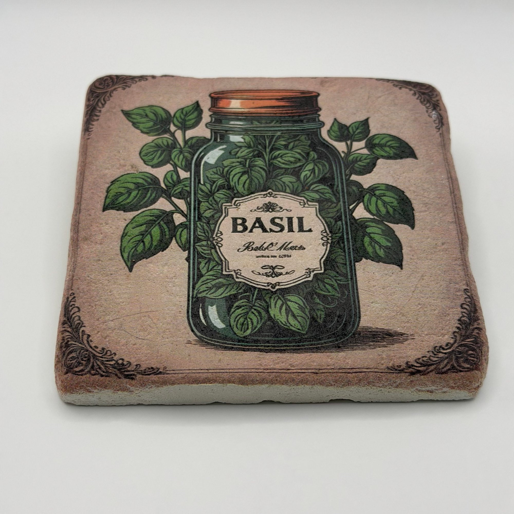 Basil Herb Stone Coaster