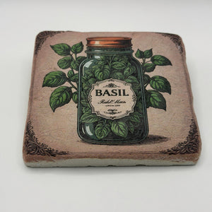 Basil Herb Stone Coaster