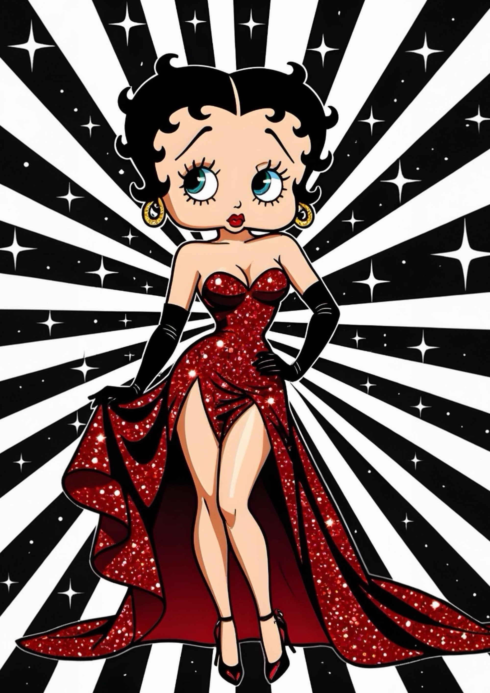 Betty Boop Glamour artwork printed on MDF wall poster