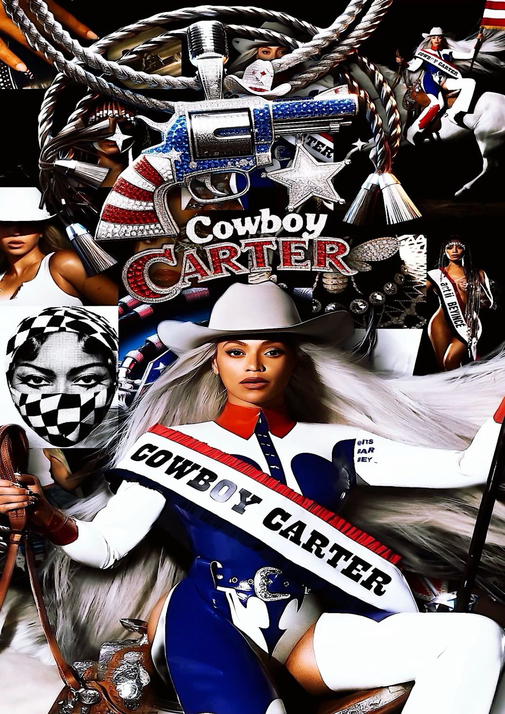 Beyonce Cowboy Carter artwork printed on MDF wall poster