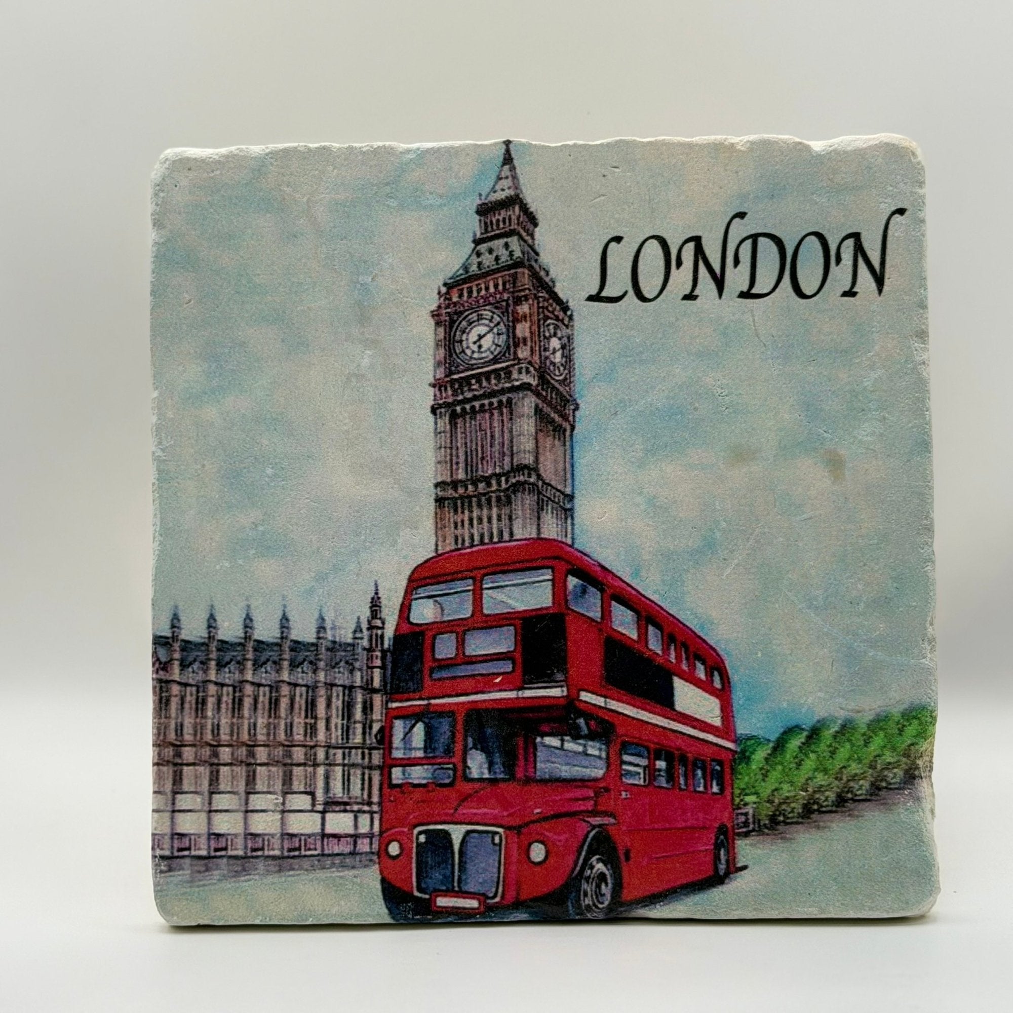 Big Ben London Natural Travertine Stone Hotpad artwork