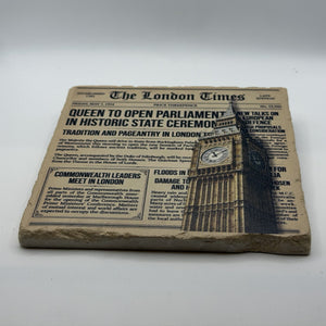 Big Ben Newspaper Natural Travertine Stone Hotpad 3