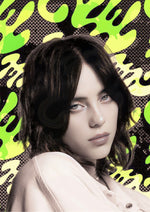 Billie Eilish green artwork printed on MDF wall poster