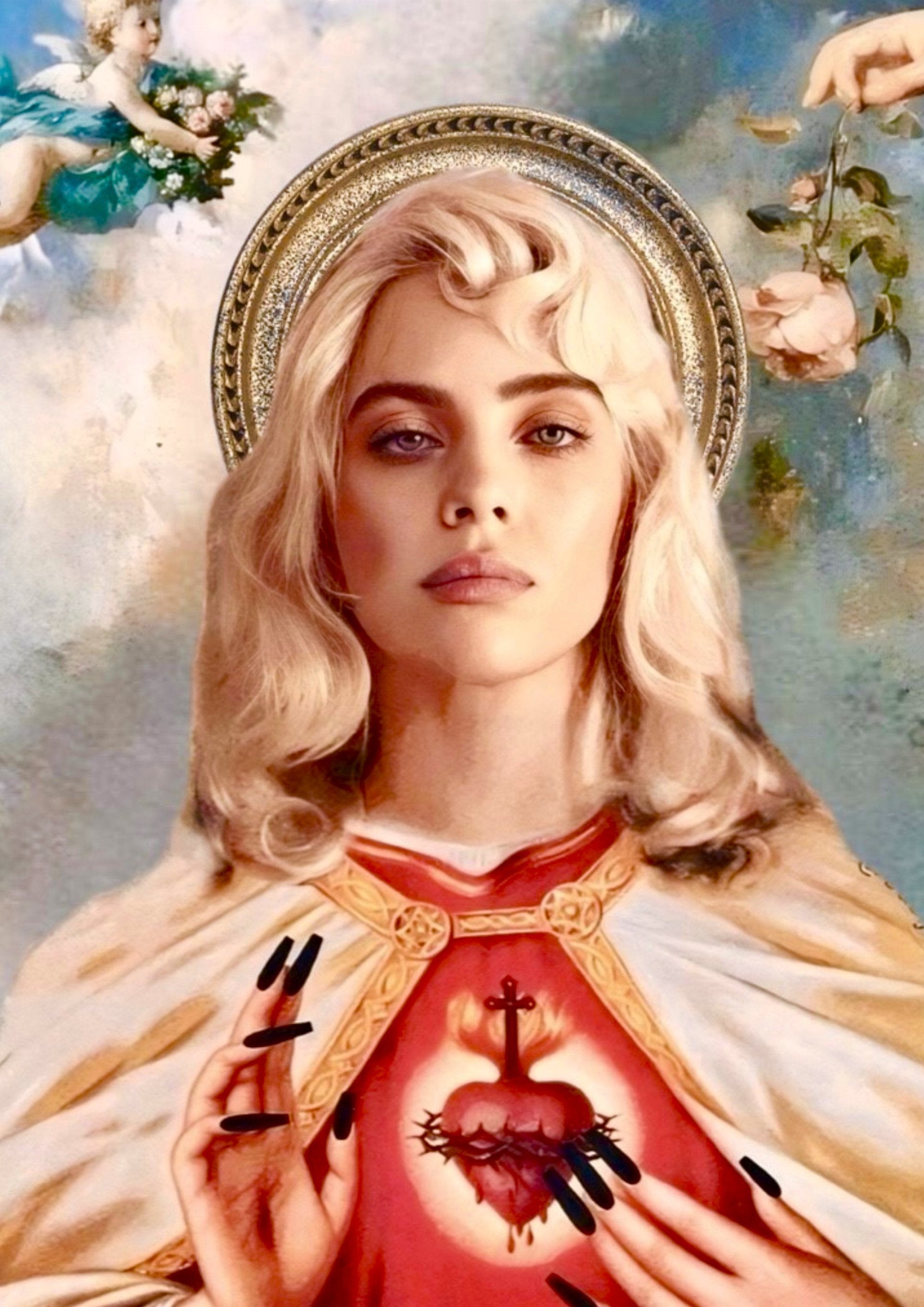 Billie Eilish Saint artwork printed on MDF wall poster