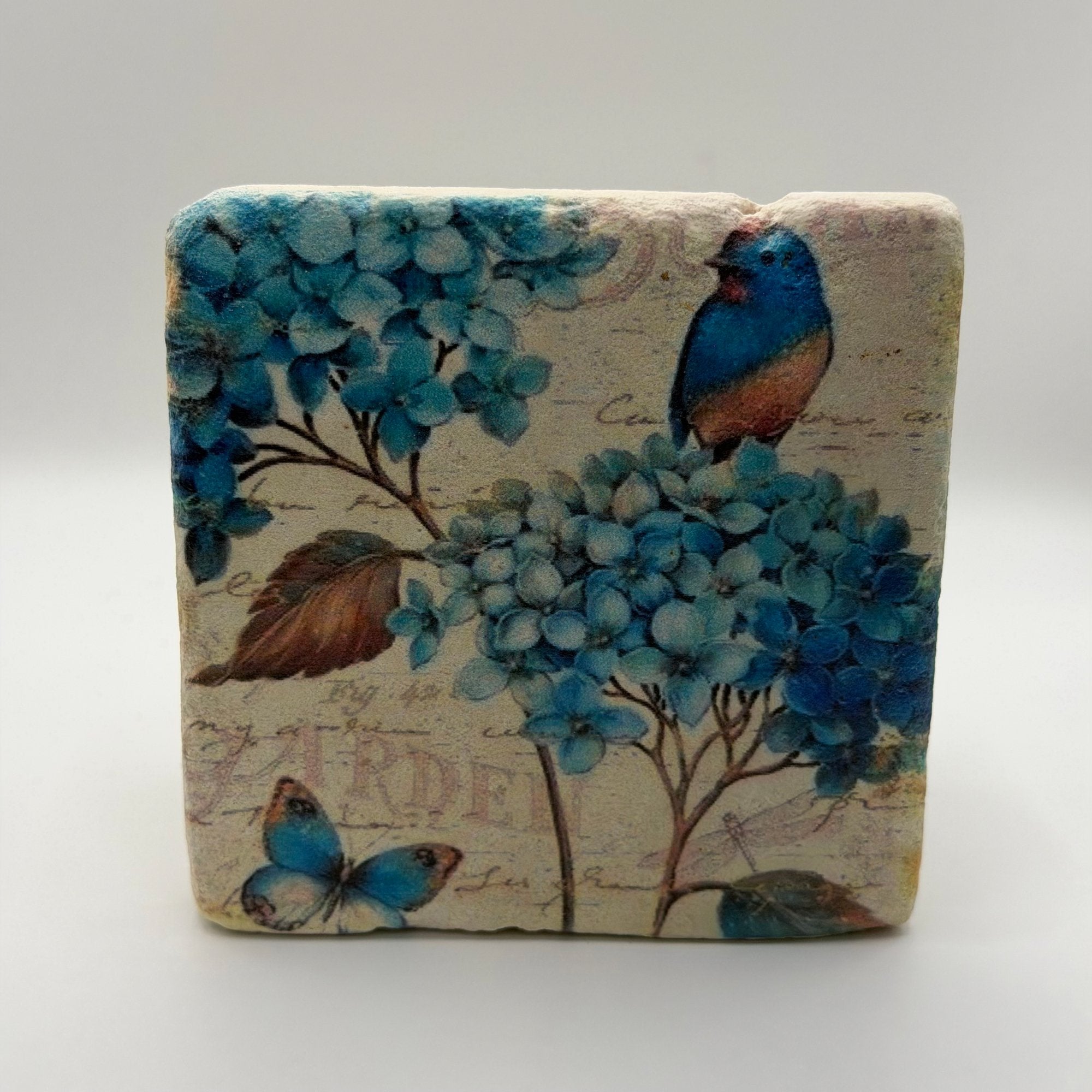 Whimsical Bird Flower Butterfly Stone Coaster