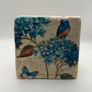 Whimsical Bird Flower Butterfly Stone Coaster