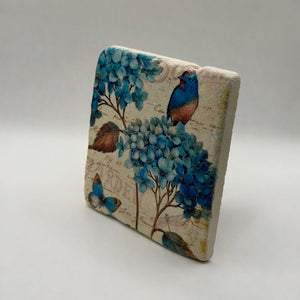 Whimsical Bird Flower Butterfly Stone Coaster