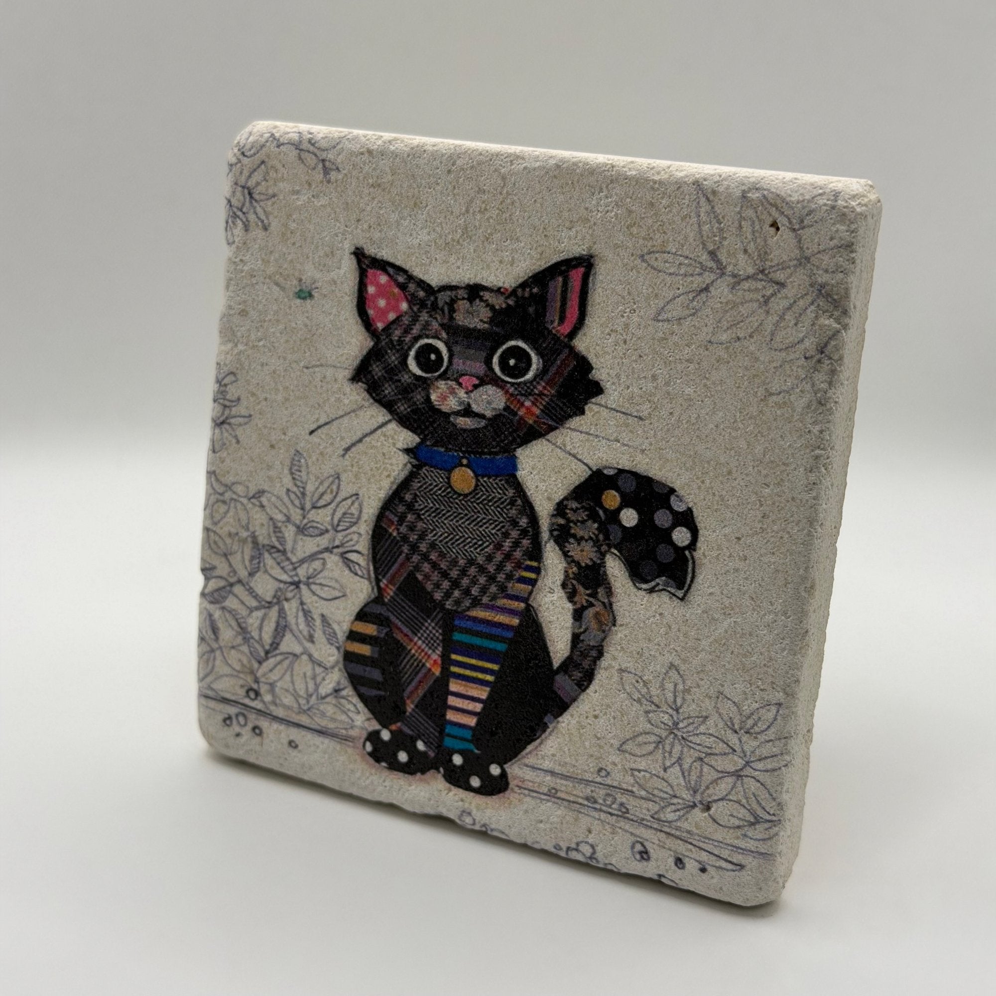 Black Cat Stone Coaster