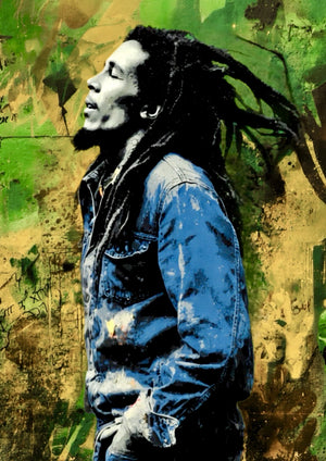 Bob Marley jungle singer artwork printed on MDF wall poster