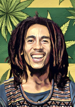 Bob Marley portrait artwork printed on MDF wall poster