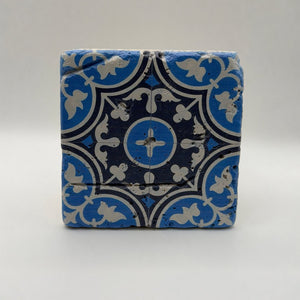 Bohemian pattern printed on square travertine stone coaster