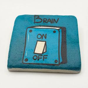 Brain on Off Stone Coaster
