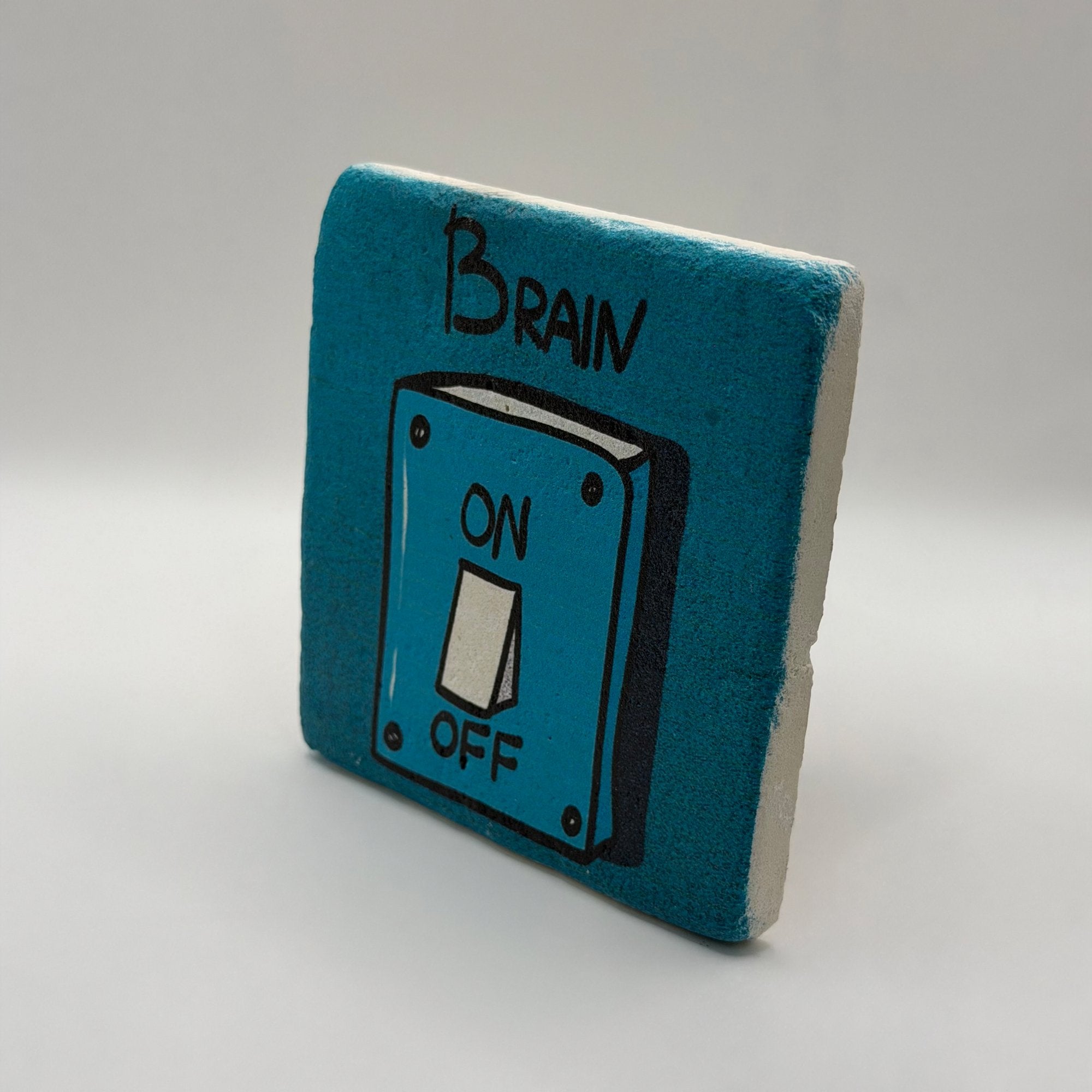 Brain on Off Stone Coaster