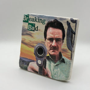 Breaking Bad artwork printed on square travertine stone coaster