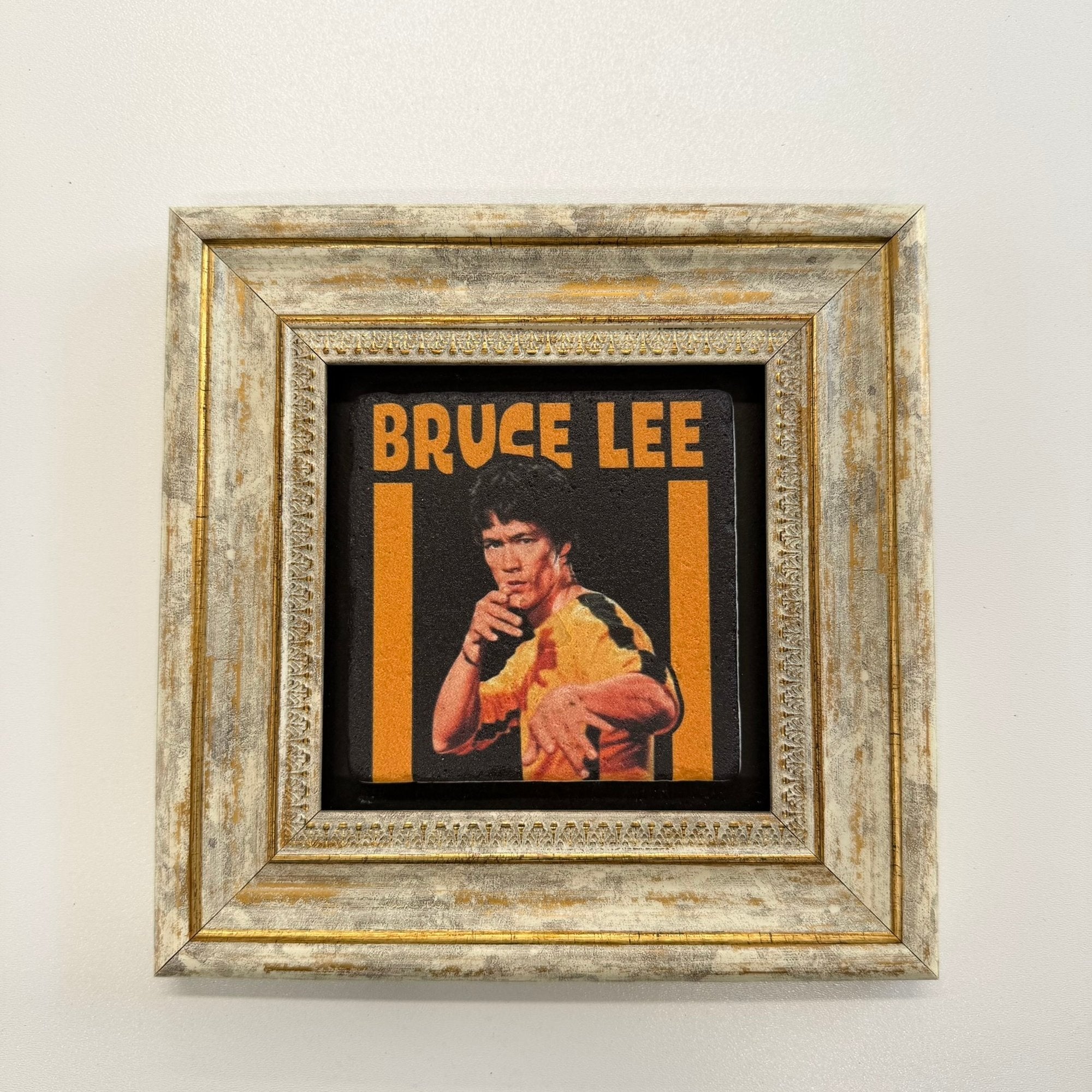 Variant Mapping v4 | bruce-lee-black-game-of-death-natural-stone-coaster | with Gold Frame 1