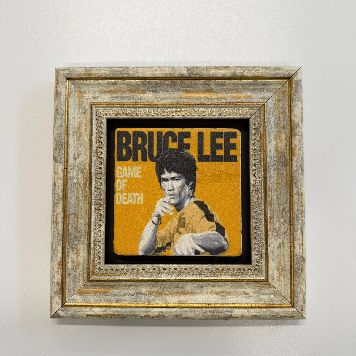 Variant Mapping v4 | bruce-lee-game-of-death-natural-stone-coaster | with Gold Frame 1