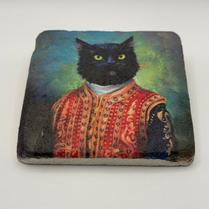 Cat Black Stone Coaster