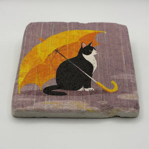 Cat Umbrella Stone Coaster