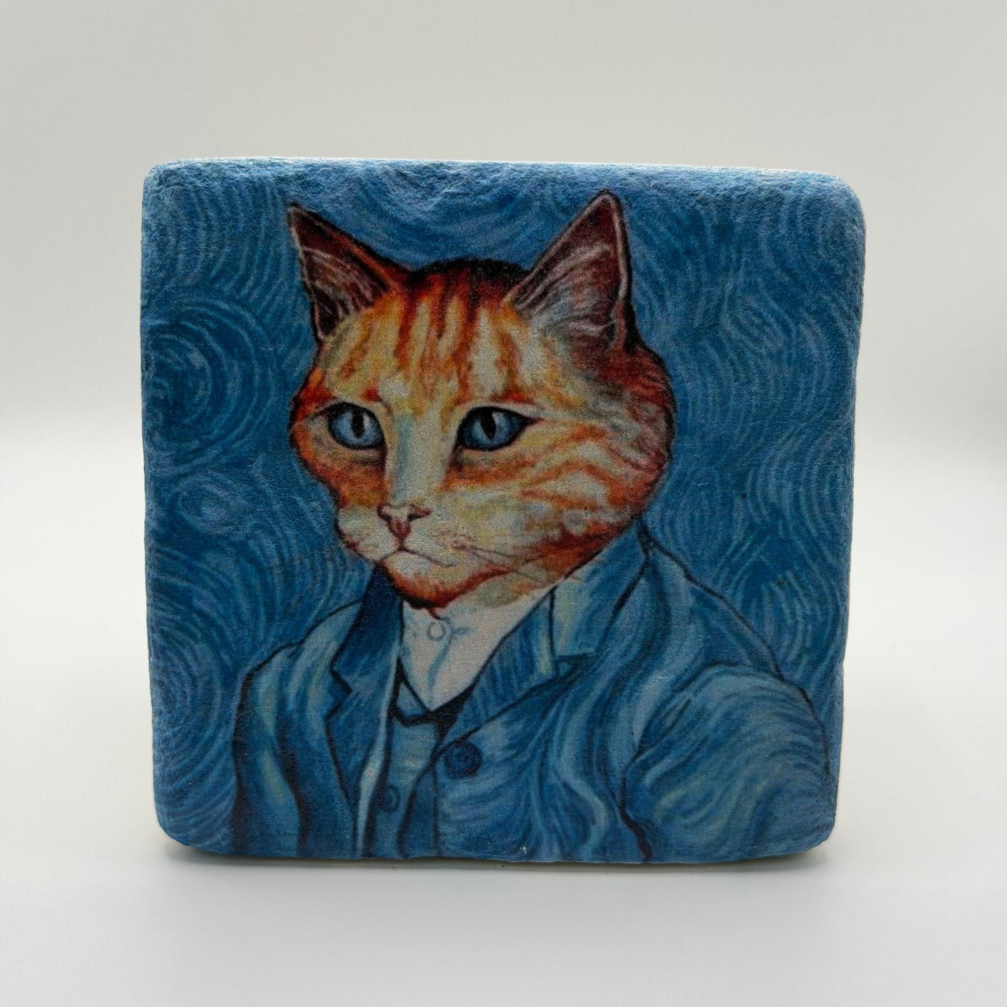 Cat Van Gogh Stone Coaster