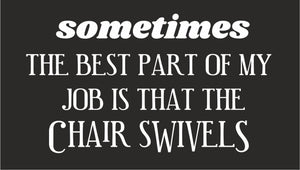 Funny office chair design with swiveling mechanism displayed as a decorative wall sign